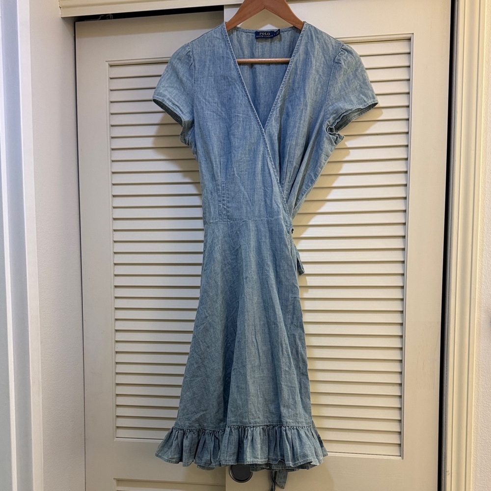Ralph Lauren Size 6 100% Cotton Denim Wrap Dress